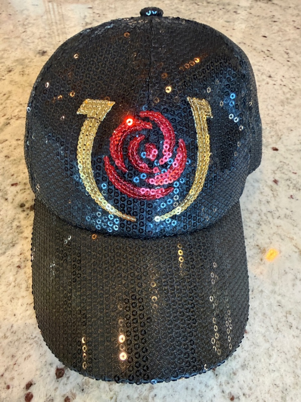 Black Sequin Kentucky Derby Baseball Cap